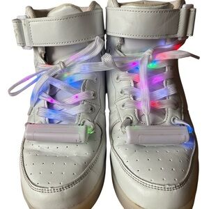 Odema White Light-Up High Top Sneakers with Multicolor LED Laces